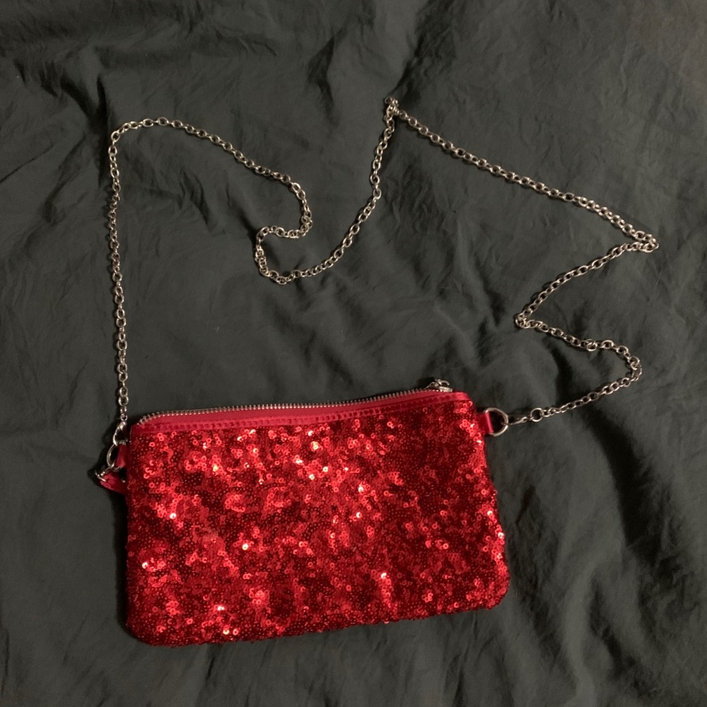 Sexy Red cross body sequence purse